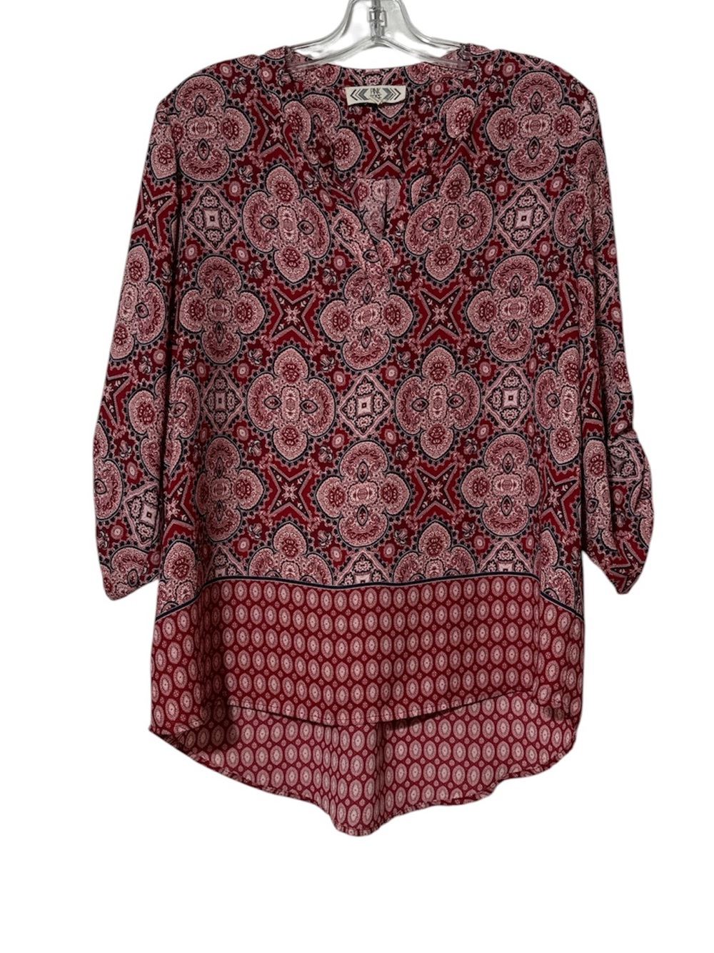 Pink Rose Burgundy Paisley & Medallion Print Tunic